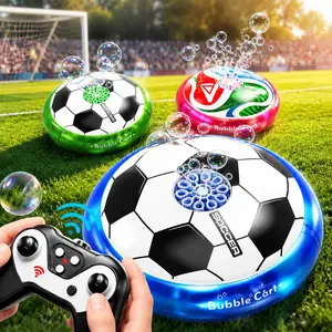 Remote Control Soccer Bubble Car Toy with Flashing LED Lights & Music, Rechargeable Moving Bubble Machine, Fun Novelty Toy for Indoor & Outdoor, Summer Beach & Party Bubble Games, Gifts for Boys & Girls