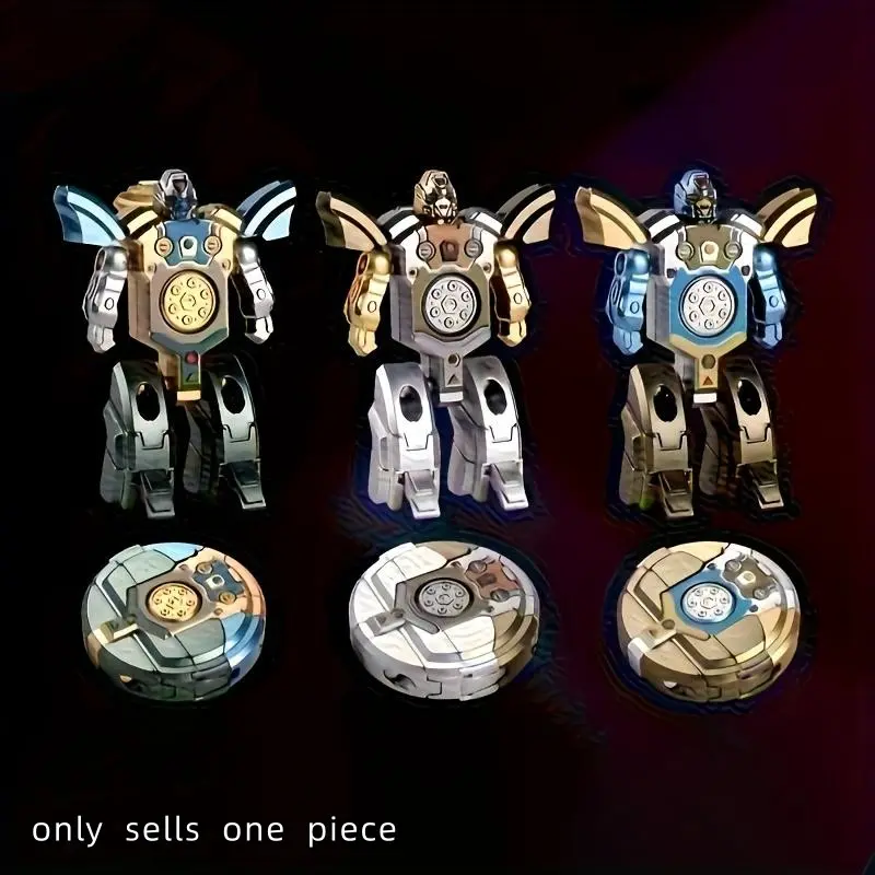 2-in-1 Transforming Gyroscope Robot Toy, One-Click Smooth Deform Mecha Warrior Fidget Spinner, Instant Transformer, Ultra-Smooth, Pocket Size, Stress Relief Fidgets, Stress Relief, for Kids Teens Adult, Anxiety Relief Desktop Fidget Gift