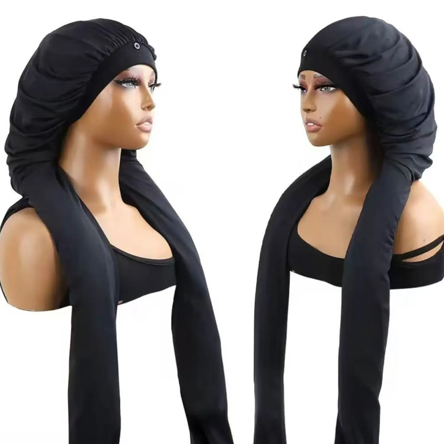Satin-Lined Durag Turban with Long Tail, Minimalist Stretch Jersey Head Wrap for Wavy and Braided Haircare, Sleep & Streetwear, Lightweight, Gym, Clothes, Hair Wraps, For Braiding Dreadlock, Workout, Friction-Free, Adjustable Size