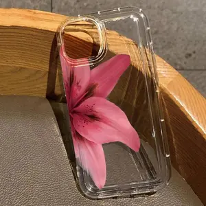 Realistic Lily Flower Print Clear Phone Case For iPhone 16E 16 15 14 13 12 11 Pro Max XS XR X 7 8 15 16 Plus SE Shockproof Cover