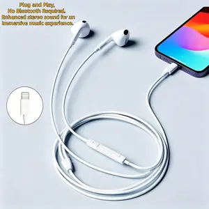 1 Pack Classic White Wired In-Ear Everyday Earbuds, Inline Mic & Volume Control, Plug & Play, Compatible with iOS Smart Devices, Ideal for Commute, Work, Gaming & Music Listening