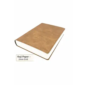 Allieryaz Tomoe River Paper Notebook A5 - 1000 Pages Thick Journal, TRP & Koji Paper Options, Grid (2mm / 3.7mm), Soft Cover, Fountain Pen Friendly (Brown, Koji 2mm)