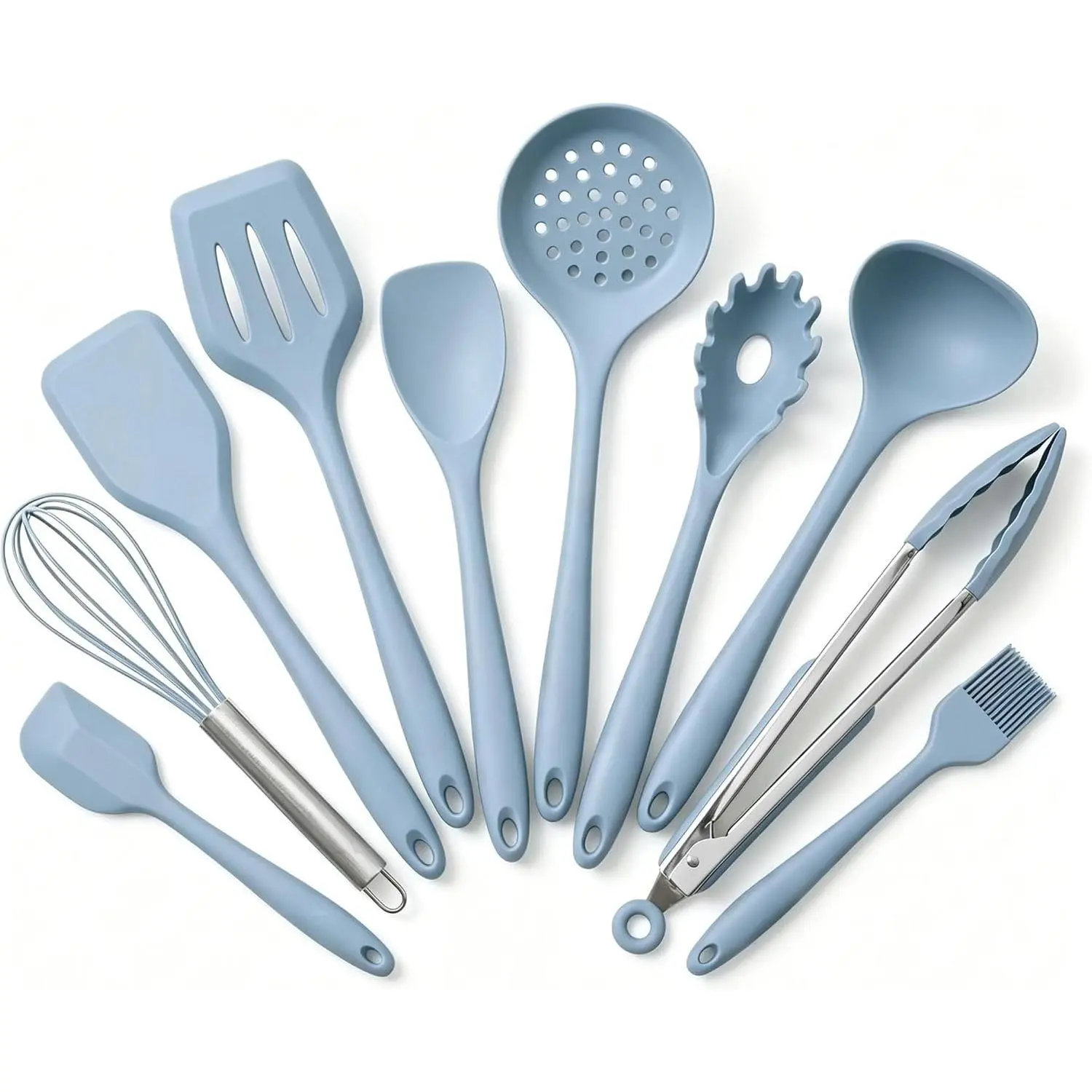 Cooking Utensil Set, 10 count Utensils for Non Stick Pan, Blue | Heat Resistant 480℉, - Design,  Grade, Non   Kitchen Utensils, Easy Cleaning, Dishwasher Safe