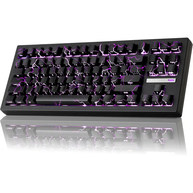 ZORNHER ZH870 Hot Swappable Wireless Gaming Keyboard - 80% Black Mechanical Keyboard with Shine-Through RGB Lighting, IMD Keycaps, Creamy Sound Linear Switches, Batteries, for Back to School & Holiday Use