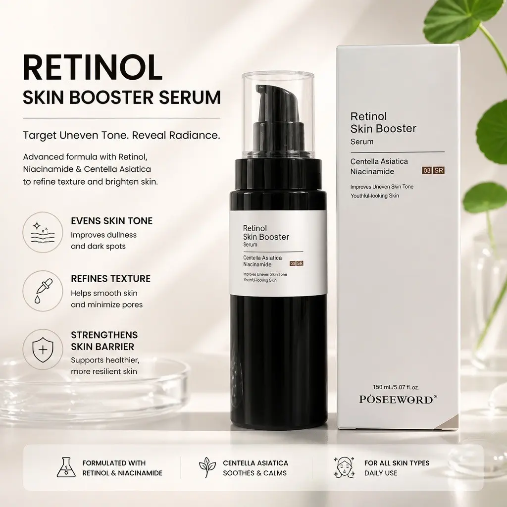 Retinol Skin Booster Serum, Enhances Skin Health, Ideal for Daily Use, Promotes Radiant Complexion, Essential Skincare Solution, Smooth, Anti Aging Serum