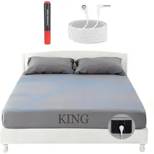Grounding Sheets , 12%  Fiber 88%   Fitted Grounded Sheet, Earthing Fitted Sheet with Ground Connection Cord for  Sleep (75.2"x 80"x 15", Gray)