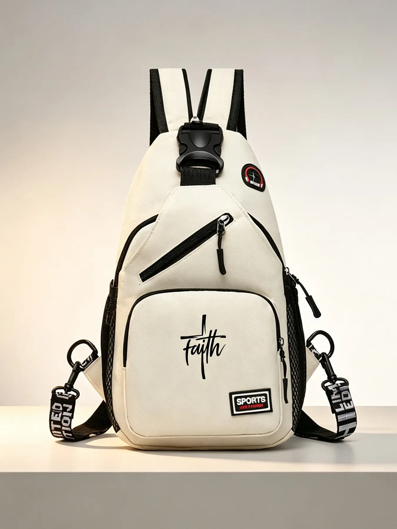 Cross Print Men's Messenger Bag, New Punk Style Small Crossbody Backpack, Casual Crossbody Bag, Trendy Shoulder Bag, Dark Chest Pack for All Seasons