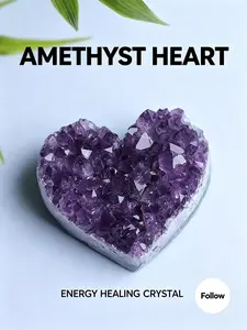 Amethyst Heart Crystal Cluster, Natural Healing Stone, Energy Balancing, Home Decoration, Reiki, Gift, Enhances Energy Purification