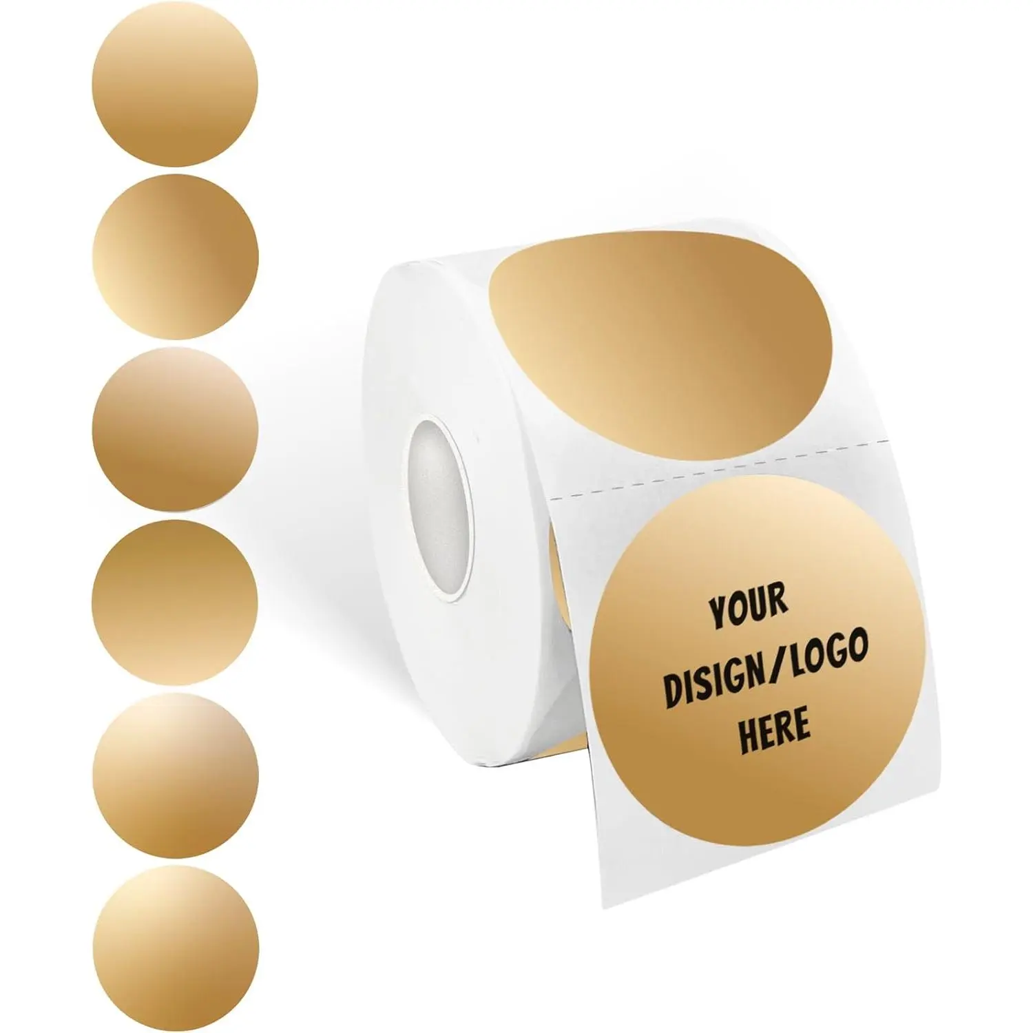 2 Inch Brown Round Thermal Sticker Labels, Self-Adhesive Circle Direct Thermal Labels, Multi-Purpose Roll Sticker Labels for DIY Logo Design, QR Code, Name Tag( 600 Labels,1 Roll)