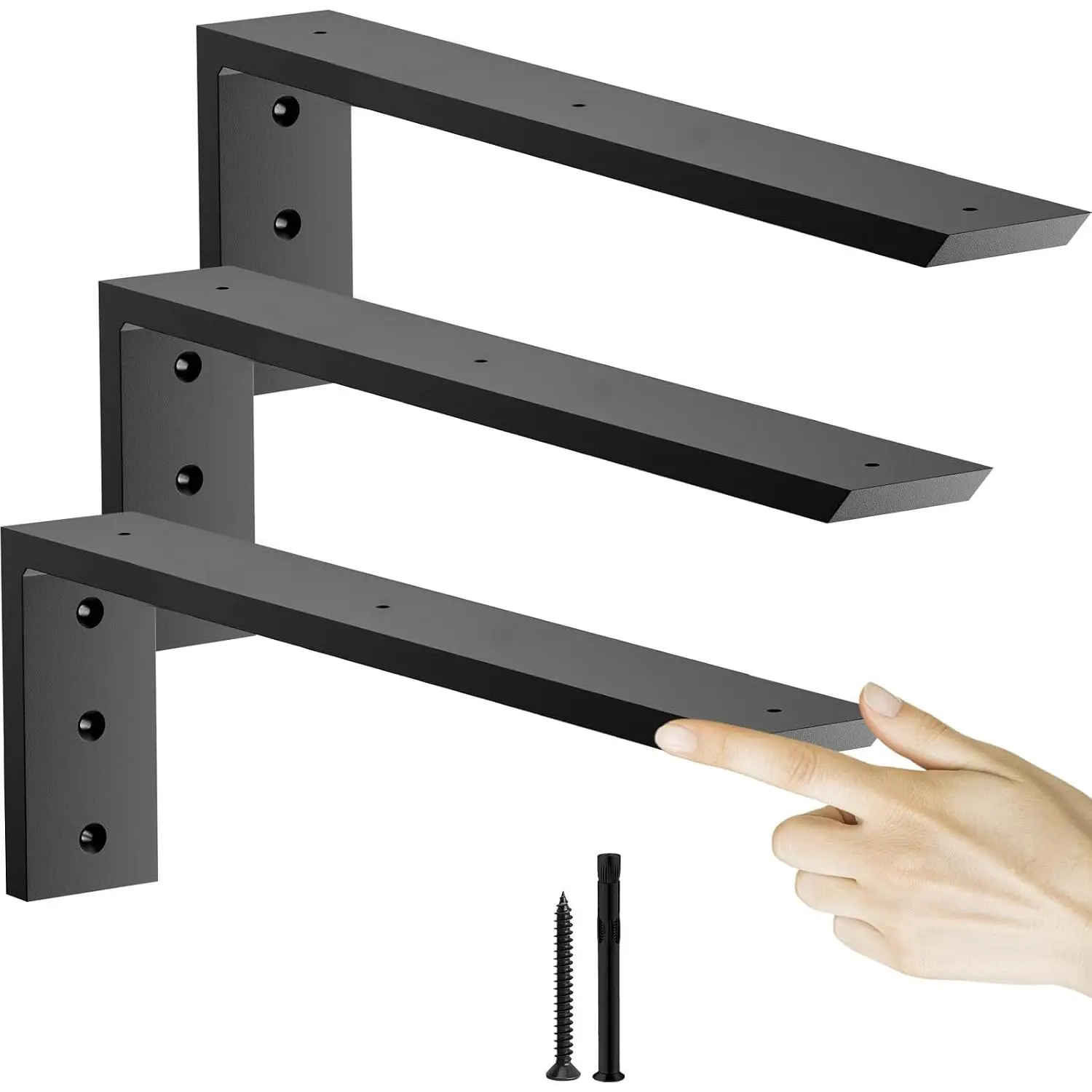 Countertop Support Bracket 16 inch 3 Pack (3/8" Thick), Heavy Duty Granite Countertop Brackets 16"x6"x2.5",Shelf L Bracket Mantel Corbels for Quartz,,Concrete and Laminate Countertops