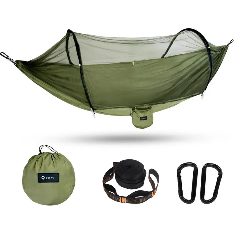 Hammock with Mosquito Net, Lightweight Portable 1-Person Camping Hammock for Hiking, Backpacking, Travel, Beach and Outdoor Adventures