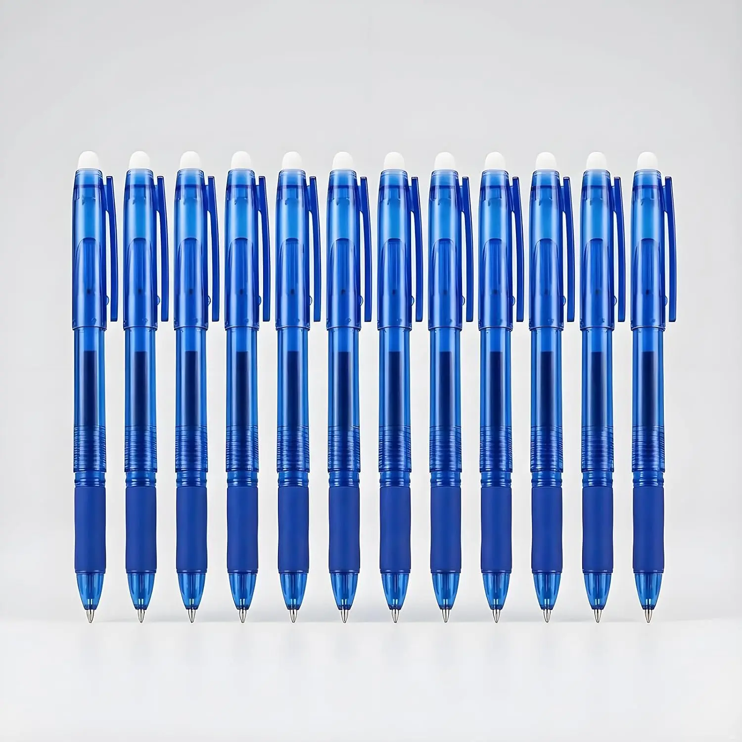 Erasable Gel Pens, 12-Pack Capped Blue Pens with 0.7mm Fine Point, Heat-Erasure Rewritable Ink, Smooth Fine Writing for Planner Users & Drawing