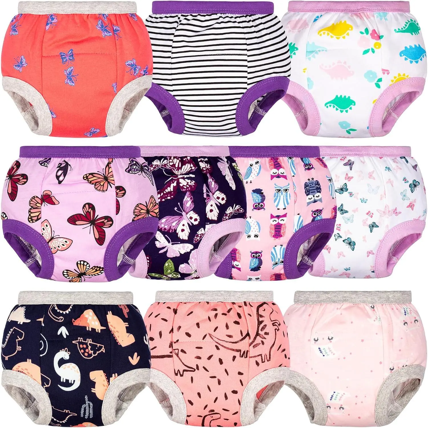 Potty Training Underwear, 100% Cotton Absorbent Unisex Toddler Pee Pants for Boys Girls