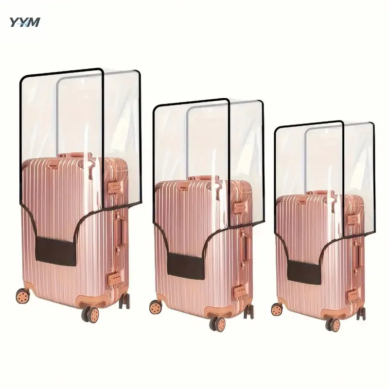 YYM 3pcs Transparent PVC Luggage Cover, Travel Luggage Accessory, Scratch-resistant And Durable. Suitable Dust Protection Of 20/24/28-inch Suitcases. Reinforced Edge Design. Multi-size Compatibility.