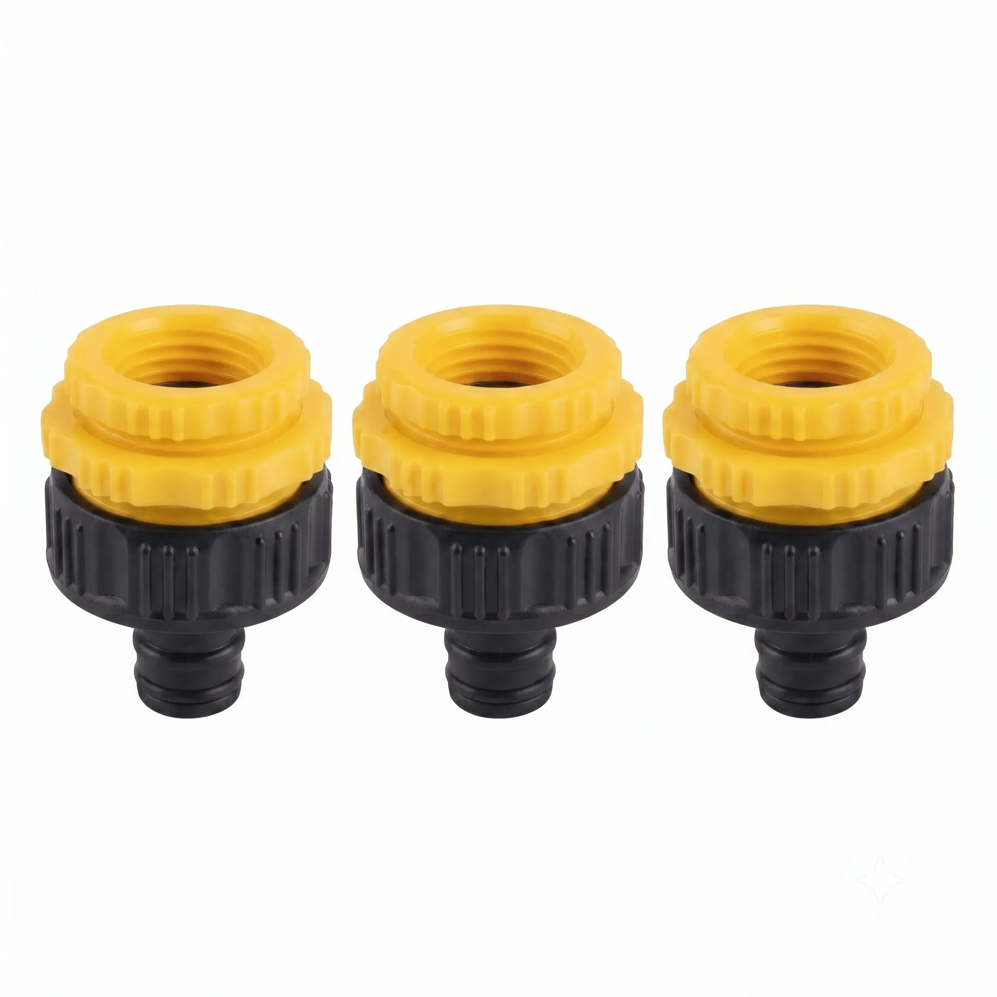 3-Pc Universal Garden Tap Quick Connector Adapter Heavy‑Duty Leak‑Proof 1/2" 3/4" Thread Faucet Hose Fitting Quick Release For Outdoor Watering Plant Irrigation Car Wash Patio Lawn Gardeners