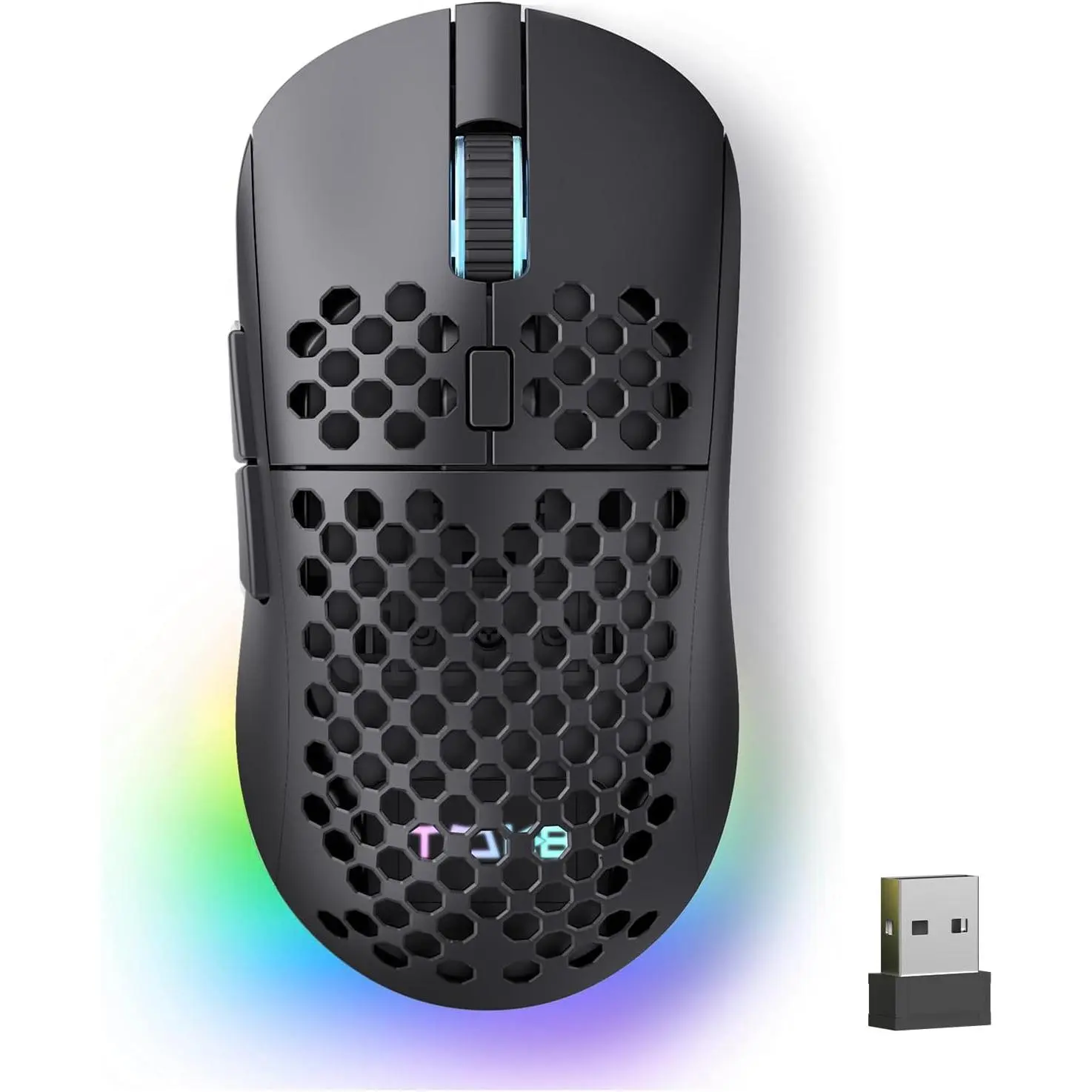 Falcon M1  Gaming , 24000 DPI, 180-Hour , Black | Optical Sensor, 90g   Design, 6 Programmable Buttons, RGB Strip, 2.4GHz, BT5.2 and USB-C Wired Connectivity