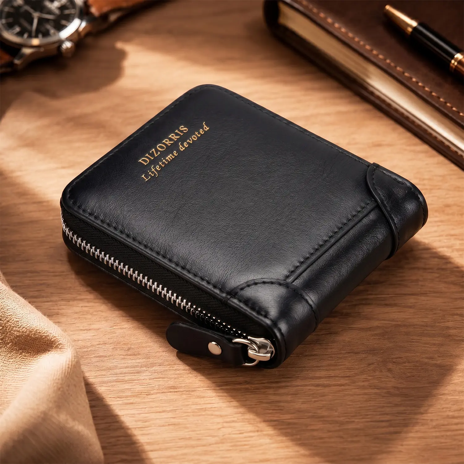 2026 New Men's Bifold PU Leather Wallet - Retro Short Style, Large Capacity, Zipper Multi-Card Holder, Coin Storage Money Bag, Men's Accessories, Father's Day Gifts, Summer Vibes, Men's Wallet