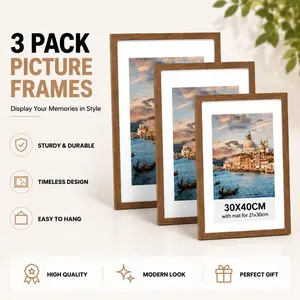 3pcs 30x40cm Wood Picture Frames Set, 12x16 Inch Modern Minimalist Photo Frames, Shatter-Resistant Plexiglass, Wall & Tabletop Decor
