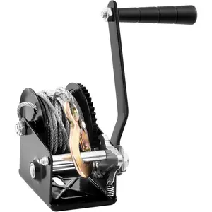 【DealsForYouDays】VEVOR Hand Winch, 800 lbs Pulling Capacity, Boat Trailer Winch Heavy Duty Rope Crank with 33 ft Steel Wire Cable and Two-Way Ratchet, Manual Operated Hand Crank Winch for Trailer, Boat or ATV Towing