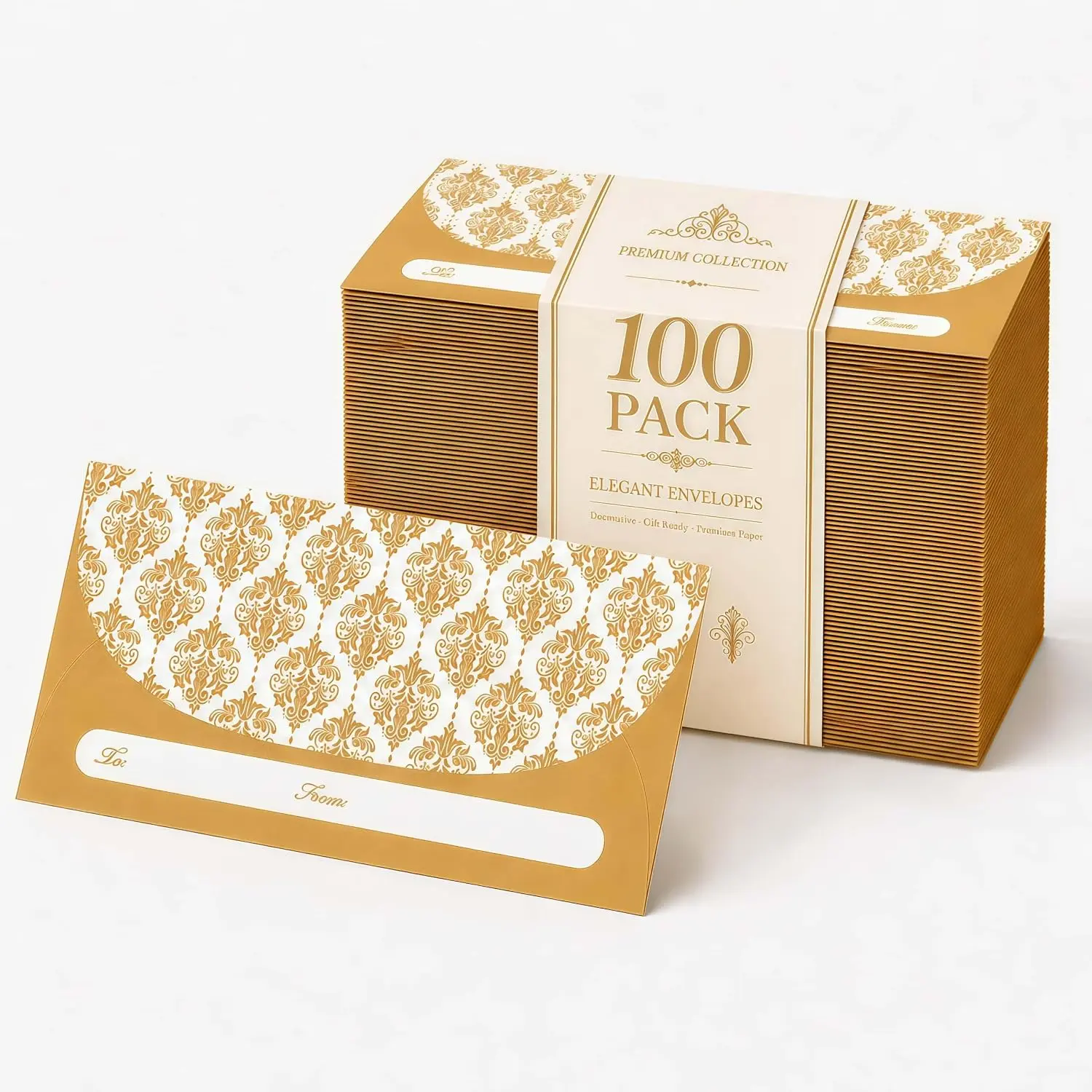 100 Pack   Envelopes for  Gifts (7x3 Inch), Fancy Decorative Design  Holder for Christmas, Birthday, Graduations, Weddings, Small  Saving Envelopes, Bulk Value Pack