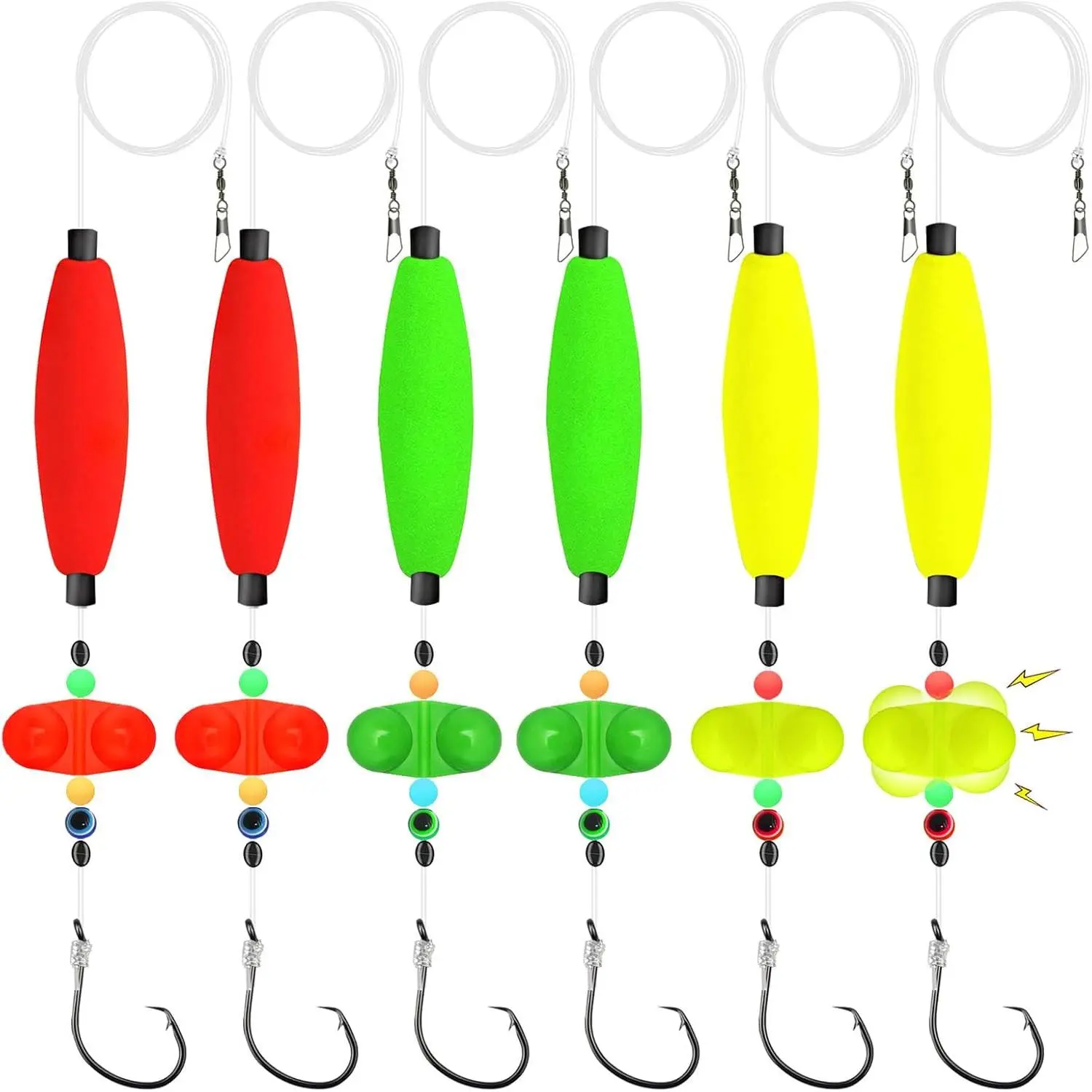 Catfish Rigs & Santee  Kit – 6 count Pre-Tied Catfish Float Rigs with 5/0 6/0 7/0 Circle Hooks, Peg Floats – Heavy Duty Catfishing Tackle for , Drift, or Bottom Fishing
