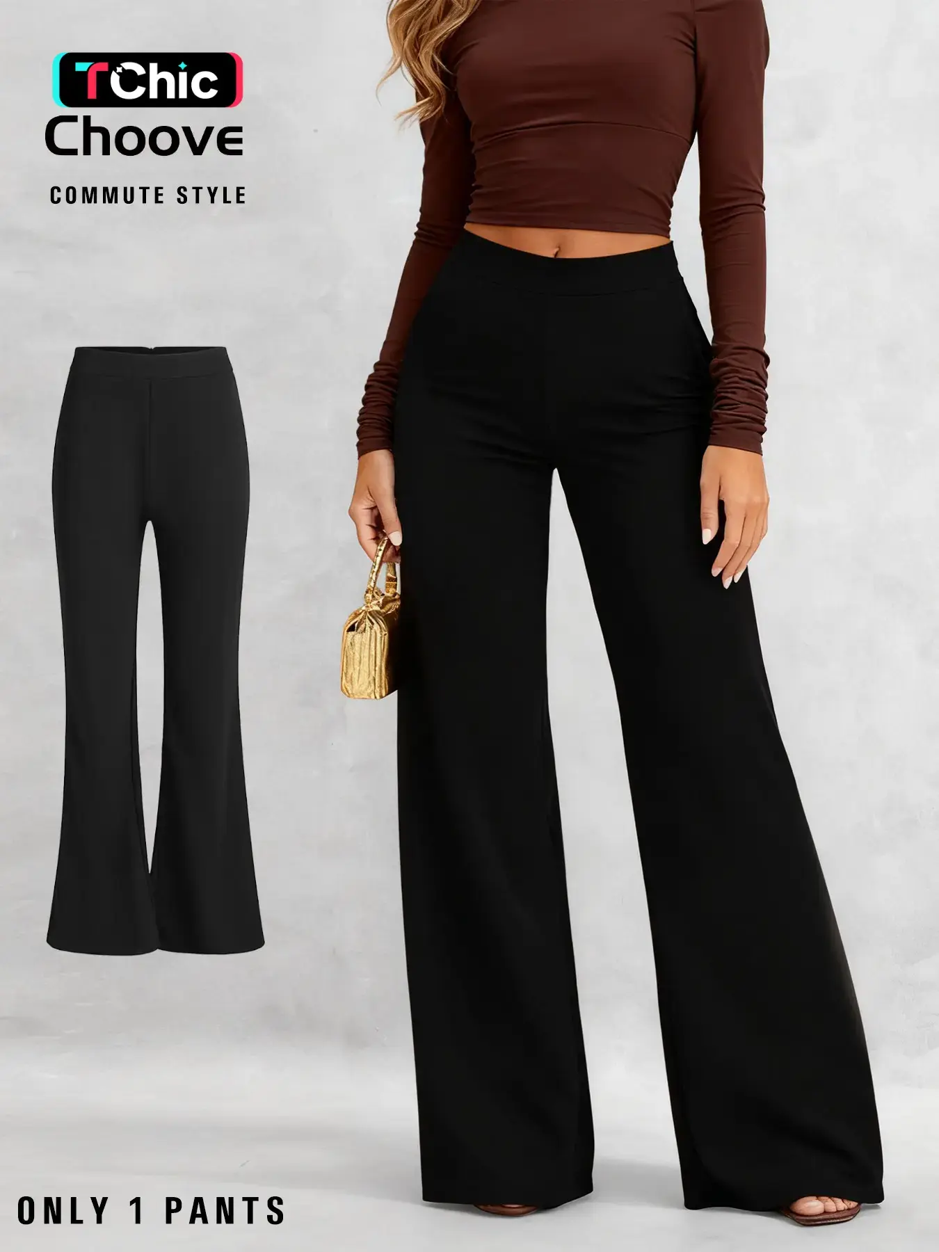 Women's Commuter Fitted Flare Pants, All Seasons Trousers, Casual Comfy Stretchy Work Pants, Comfortable Wear, Simple Commuter Style, Elegant Design, Perfect for Office & Casual
