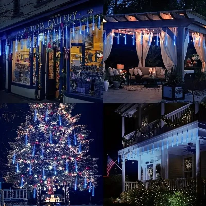 96leds USB Meteor Shower String Lights, 8 Strings Ed Festival Lights, Outdoor Garden Yard Lights, Christmas New Year Wedding Valentine Decorations, Party Lighting Decoration, Outdoor Twinkle Lights, Electronic Lights