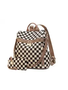 Checkered Backpack Purse for Women Plaid Pattern Backpack Purses PU Leather Backpack Bags Multi-Purpose Anti-Theft Shoulder Bag, Suitable as a Gift for Mothers for Daily Handbags for Travel Work Casual Printed Backpack Backpacks Women