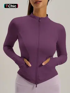 Women's Full Zip Sports Jacket, Long Sleeve Slim Fit Gym Jacket with Pockets, Ideal for Yoga Running Fitness BBLjacket