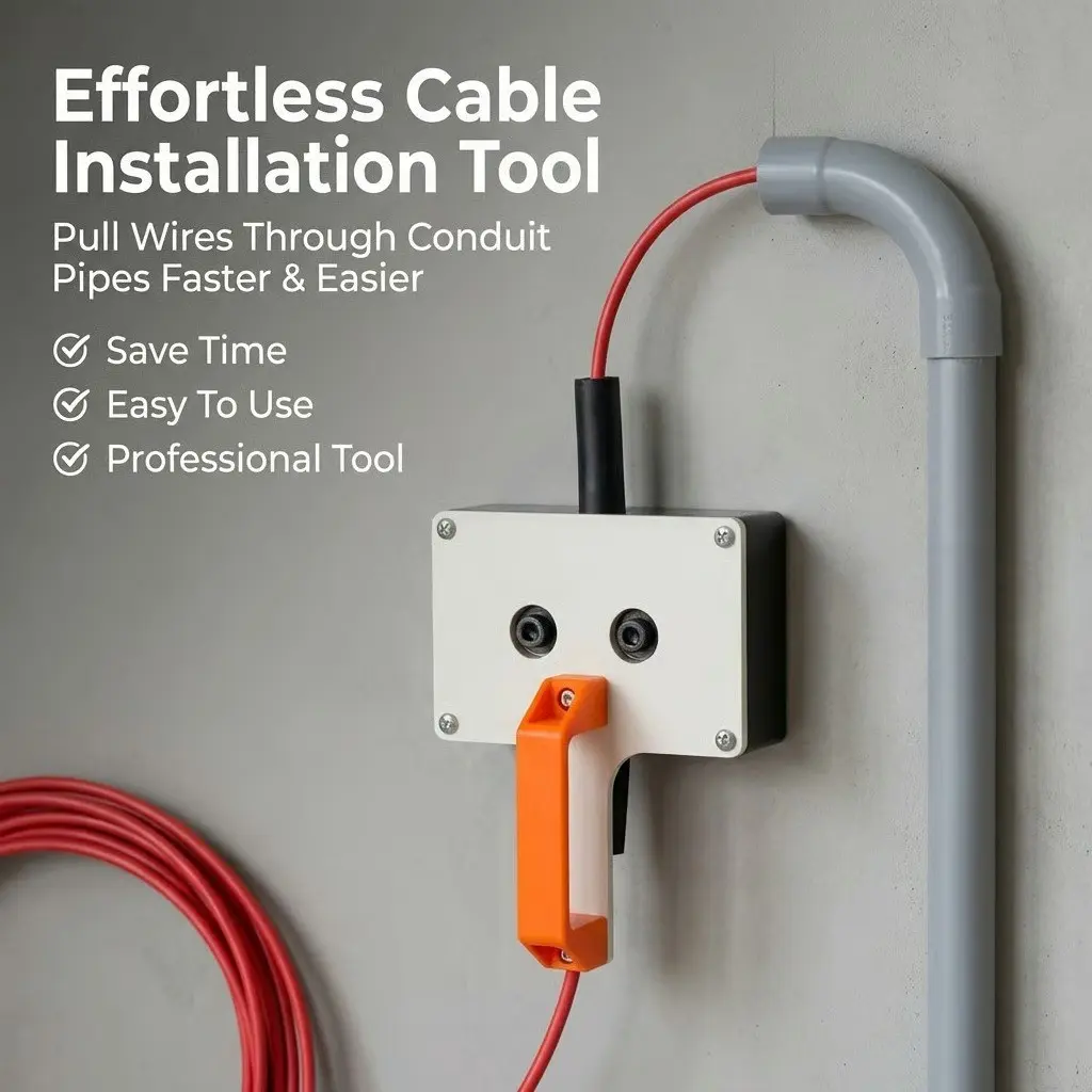Quick Wire Puller Tool, Drill Operation, Ergonomic Grip, Durable Metal Base, Prevents Wire Entanglement, Ideal for Home Renovation and Electrical Installation