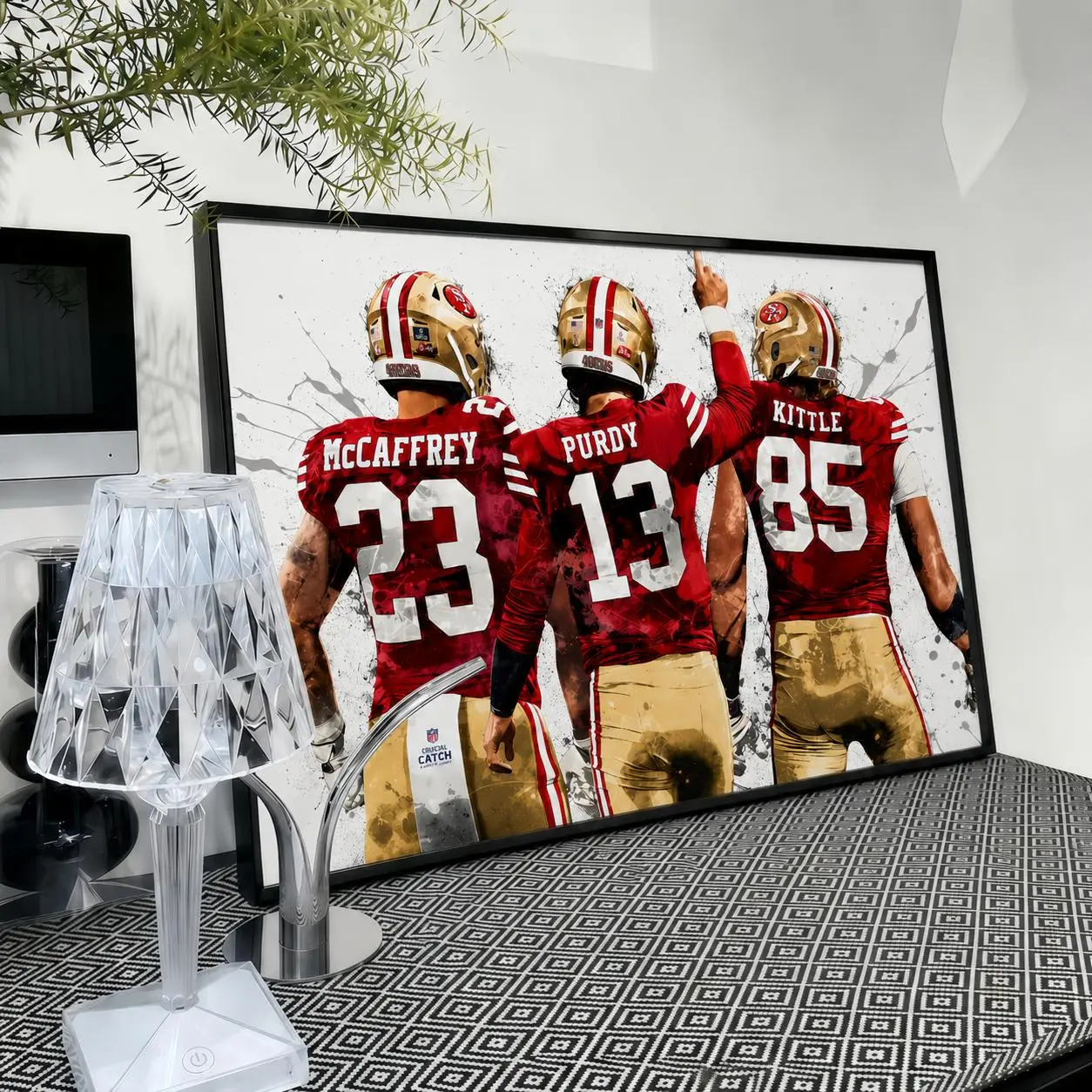 San Francisco 49ers Christian McCaffrey, Brock Purdy, George Kittle Lightweight Vibrant Artwork Decorative Wrap Art Print - Multi-Size Kids Decor, Man Cave Gift - Training Camp Buzz, Game Day Setup - Sports Fan anime canvas Modern Dark King Posters Set
