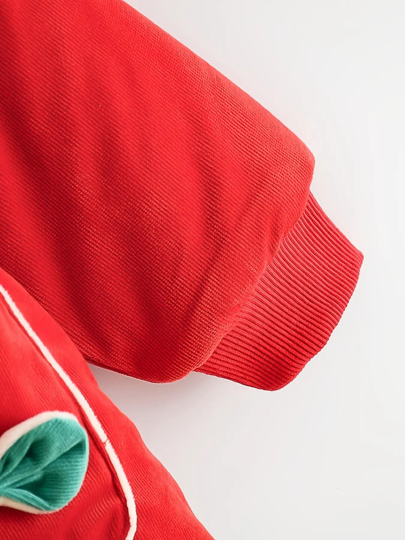 ' Winter Hooded Jacket - Long Sleeve Non-Stretch Coat with Front Bow Accent, Easy Button Closure, Hand Washable Outerwear, (Red/other Solid Color Available) - Perfect Christmas Outfit