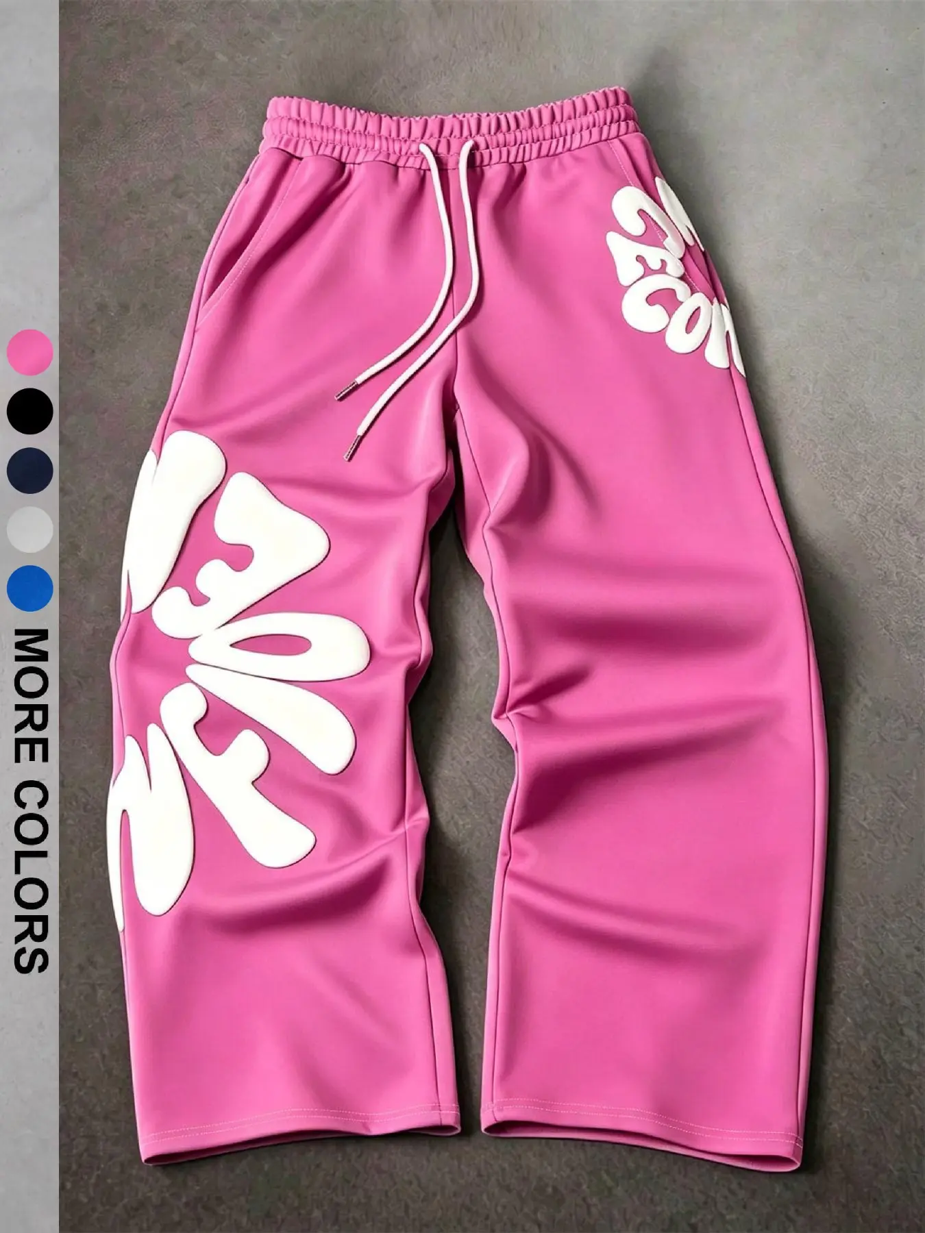 Men's Letter Print Drawstring Waist Loose Fit Casual Knitted Sports Pants | Comfortable Stylish Athletic Sweatpants | Streetwear Daily Wear Bottoms for Men Adjustable Drawstring Sweatpants