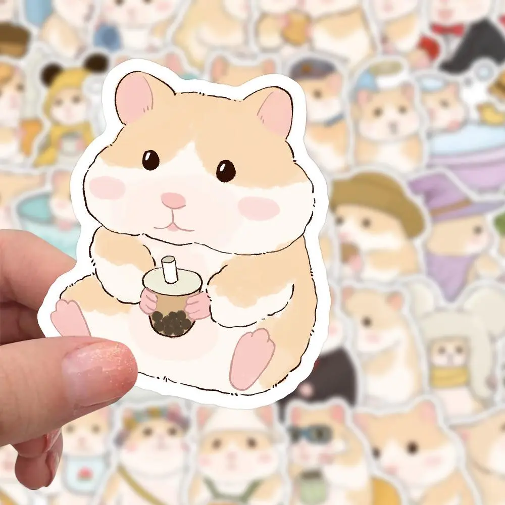 10/60Pcs Cute Cartoon Pet Hamster Stickers Phone Case Water Bottle Computer Stationery Notebook Adhesive Waterproof Sticker