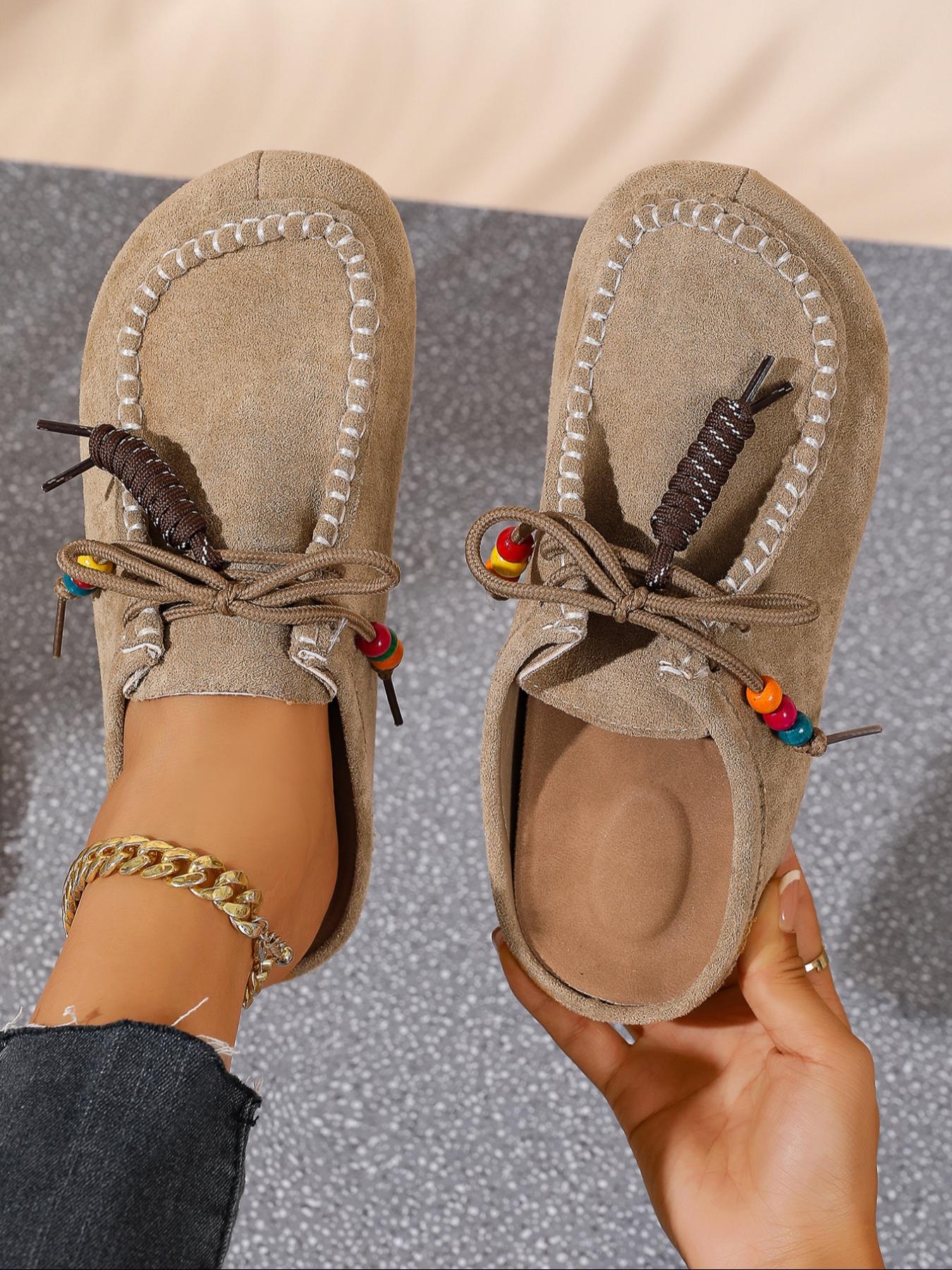 2025 New Women's Round-Toe Cork suede Clog Mules –Boho Beaded Suede Tassel Mules – Women’s Vintage Slip-On Clogs with Arch Support, Soft Cork Sole, and Colorful Beads – Cozy Fall Flats for Walking & Home Foot Clogs
