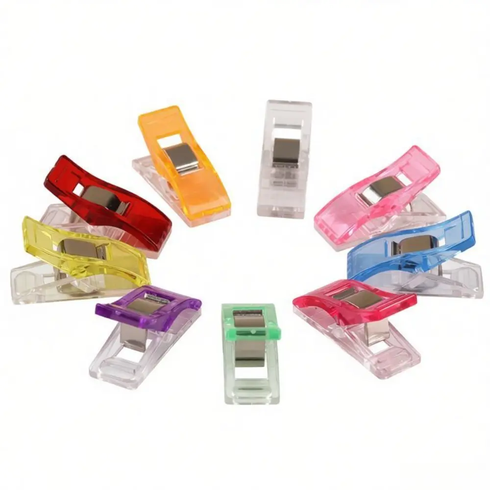 9Pcs Random Color Plastic Sewing Clips, Colorful Multipurpose Craft Fastener Clips, Safe Alternative to Pins for Sewing, Crocheting, Knitting, Clothing Making & Paper Binding DIY Craft Tools, Craft Projects, Bright Mix