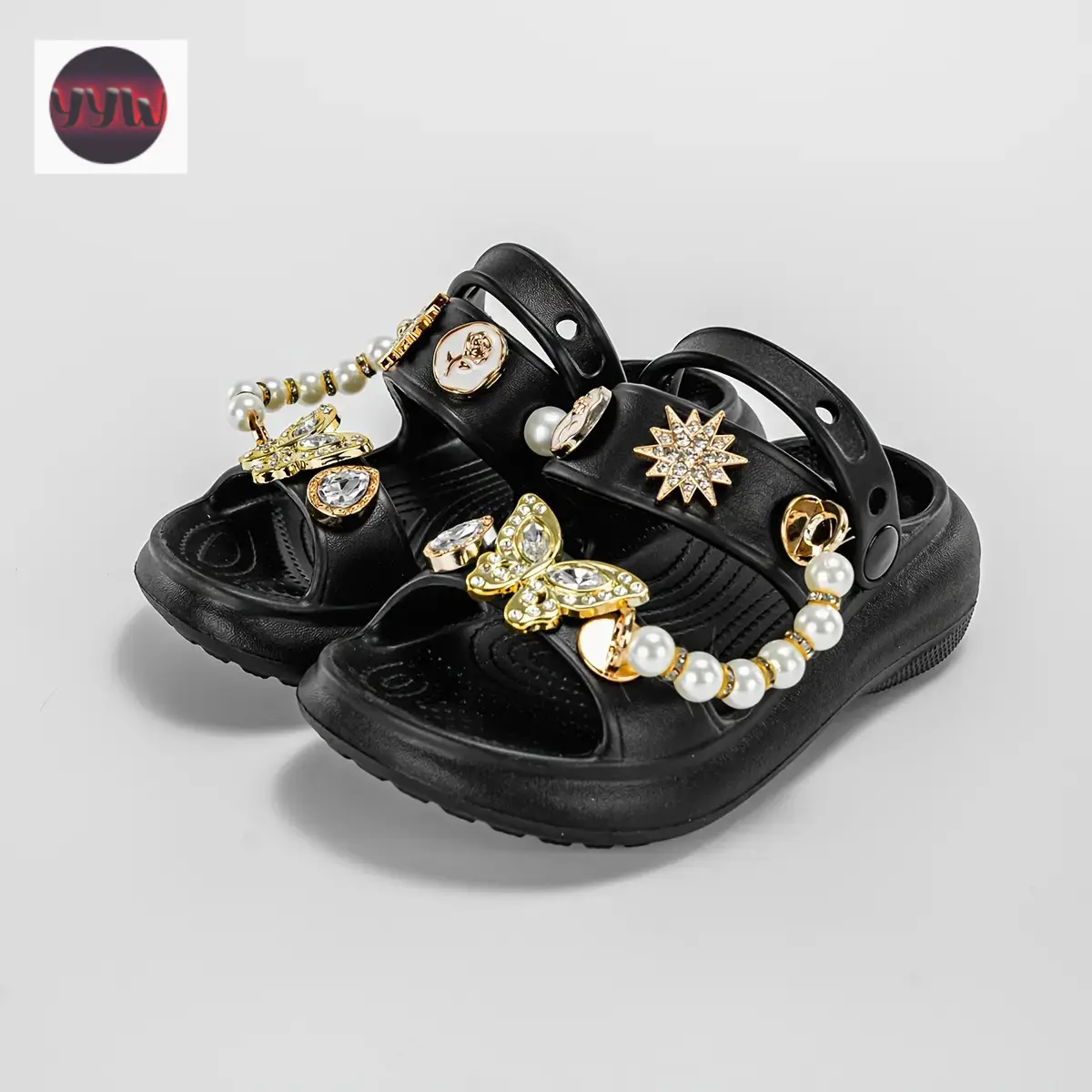 YYW1 NewGirls' cartoon hole shoes, anti breathable sandals, children's cute shoes, soled casual shoes