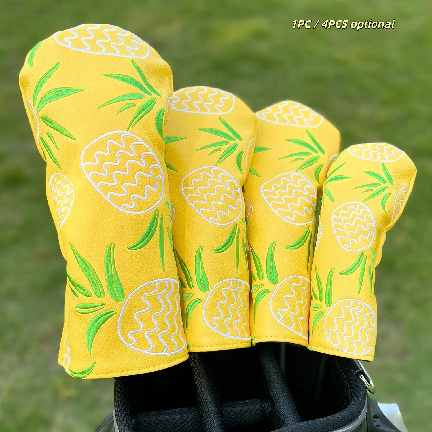 Tropical Pineapple & Leaf Pattern Golf Head Cover, Durable Protective Case for 1pc/3pcs, Stylish Design for Golfers, Golf Club Protector