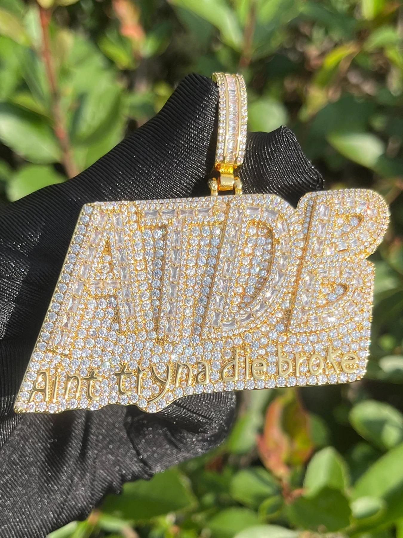 Rhinestone Letter Design Pendant Hip Hop Jewelry, Fashion Accessories for Party, Daily Decor, Valentine's Day for Him