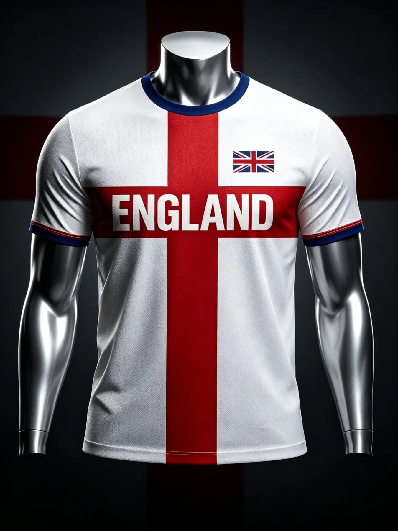 Men's Sport Round Neck Short Sleeve T-Shirt, England Fan Tee, Casual Training Top, Full Print, Loose Fit, All Seasons