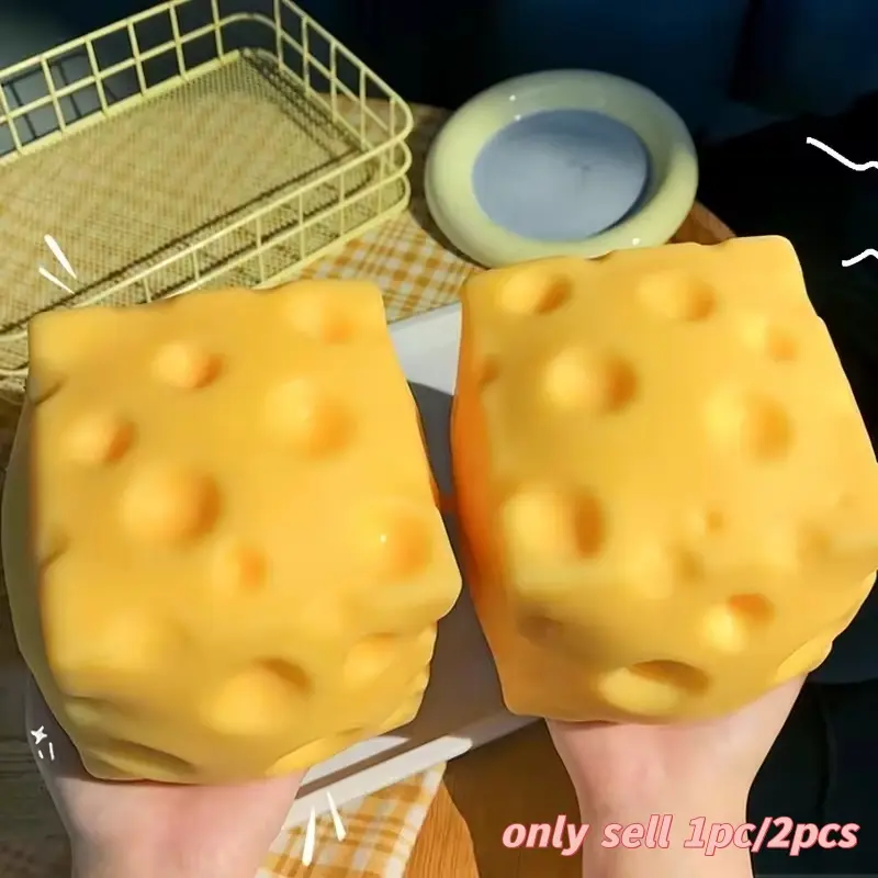 Giant cheese squeeze toy, oversized cheese soft plush toy, slow rebound can form transparent balloons, adult gift, birthday gift, party toy, decompression toy