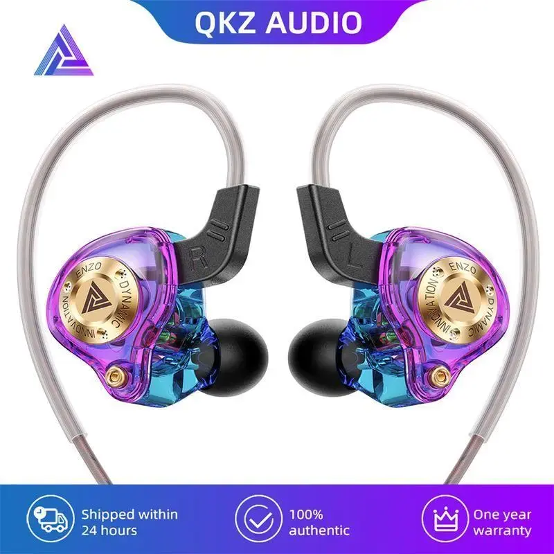 Qkz ENZO 2026 HiFi Wired Earphones - High Performance Audio Headphones with Noise Cancellation, Mic, 8D Stereo Sound, Bass Boost for Sports, Gaming