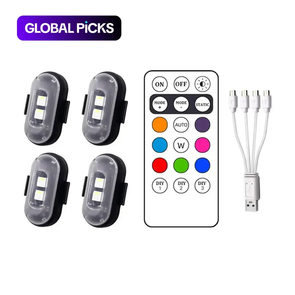 Car LED Light, Multifunctional Car LED Warning Light, Rechargeable Wireless Car Light with Remote Control, Decorative Light, Motorcycle, Truck, Led for Car
