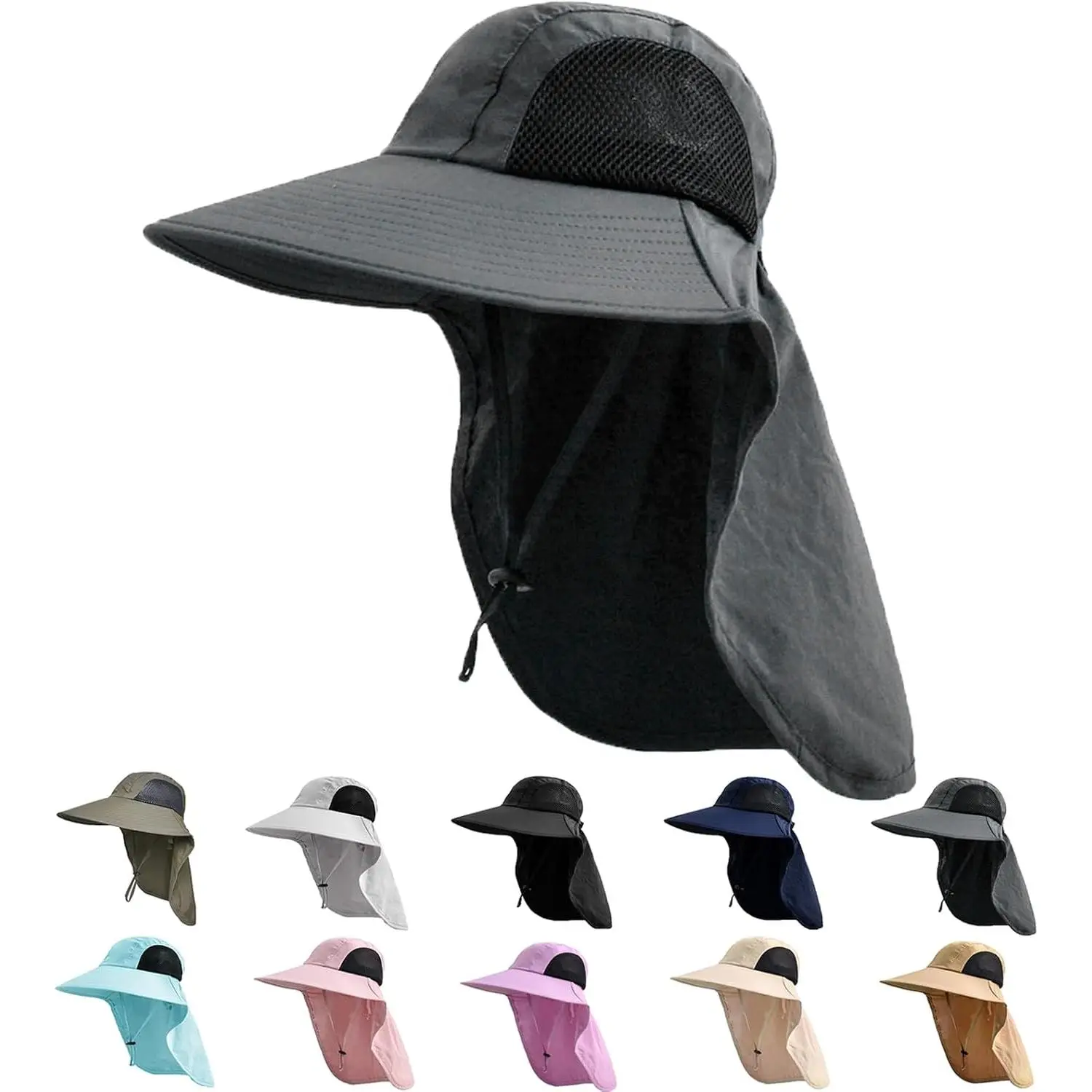Sun  for Men Women with Neck Flap,UPF 50+ UV Protective Hiking Fishing ,Wide Brim Sun  for Women&Men Large Capacity Style Messenger Bag Playing Card Fedora Hat