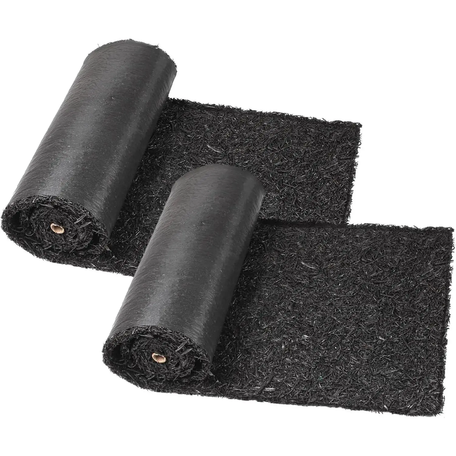 2 Pack Recycled Rubber Mulch Mat Roll Black Permanent Mulch Walkway Pathway for Landscaping Outdoor 8' x 2'