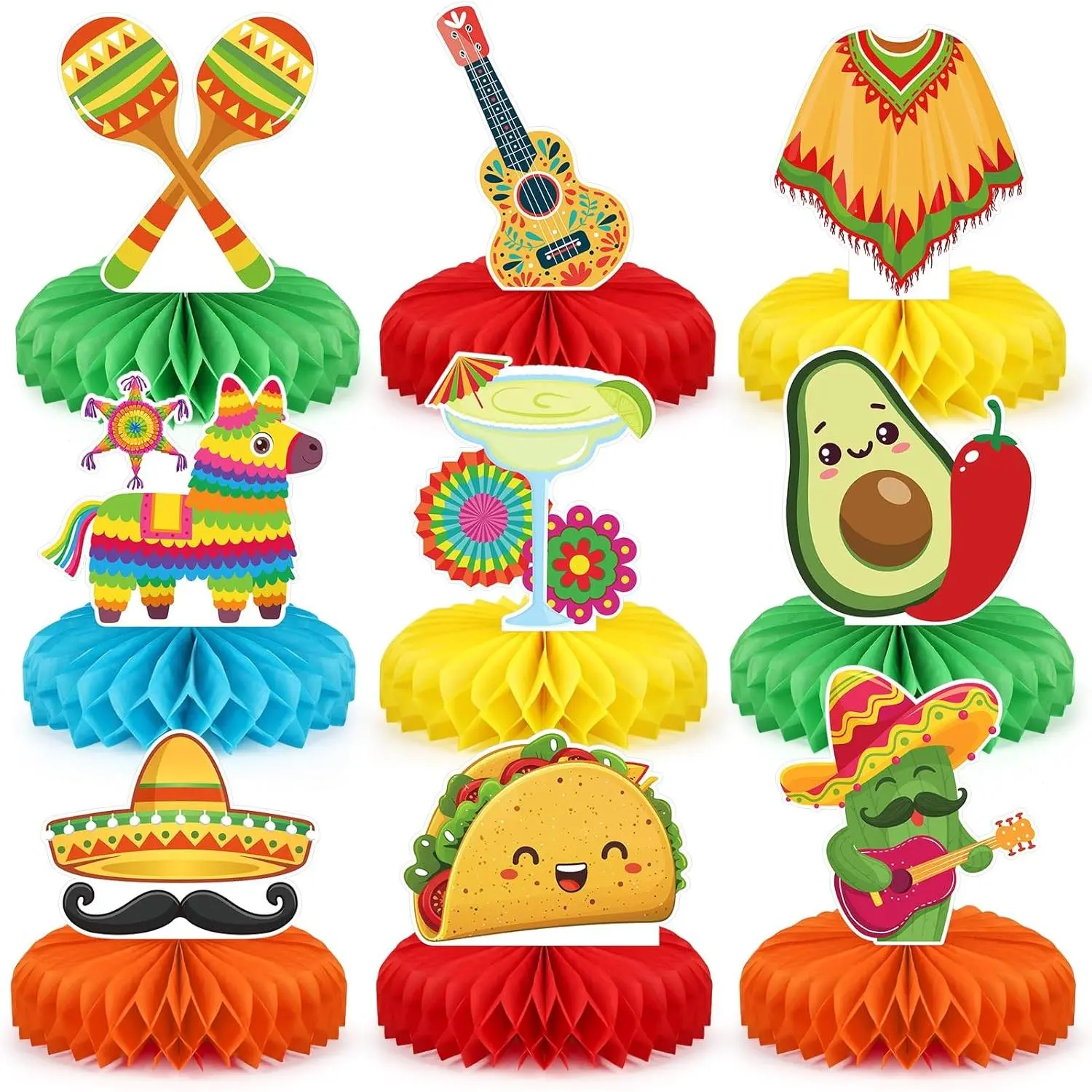 9 count Fiesta Party Decorations Mexican Party  Table Centerpiece Cinco De Mayo Party Table Decoration  for Taco Party Mexican Themed Party Birthday Day Of the  Supplies