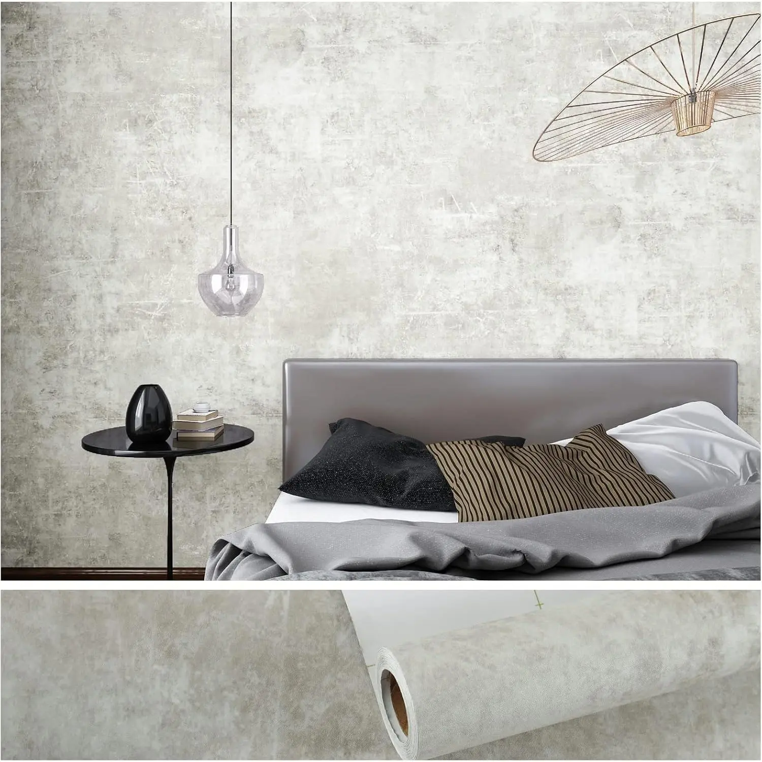 15.7''x118'' Concrete Wallpaper Peel and Stick Textured Limewash Wallpaper for Bedroom Wall Removable Self Concrete Contact Paper for Countertops Waterproof Cement Wall Paper