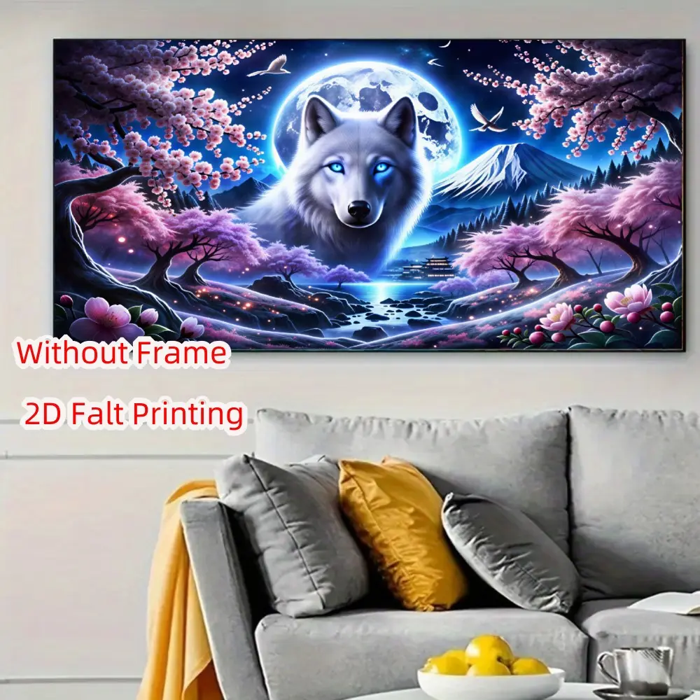 Large Moonlight Wolf Diamond Painting Kit, Adult DIY 5D Diamond Art, Home Wall Decor, Full Round Diamonds, Beginner Friendly