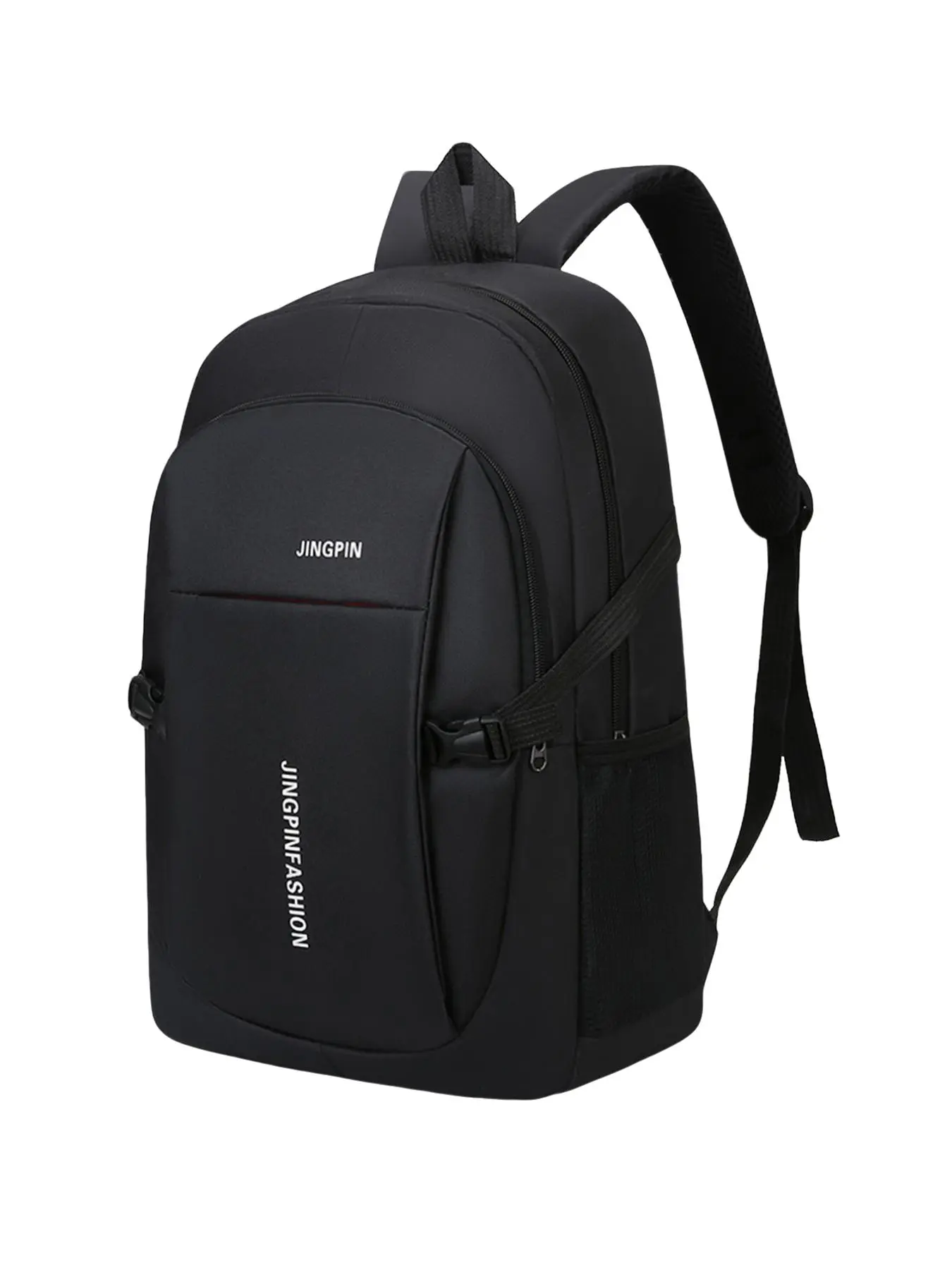 Letter Print Backpack, Multi-Layer Side Water Bottle Pocket, Adjustable Straps, Breathable Shoulder Strap, Laptop Friendly, Unisex, Computer Backpack