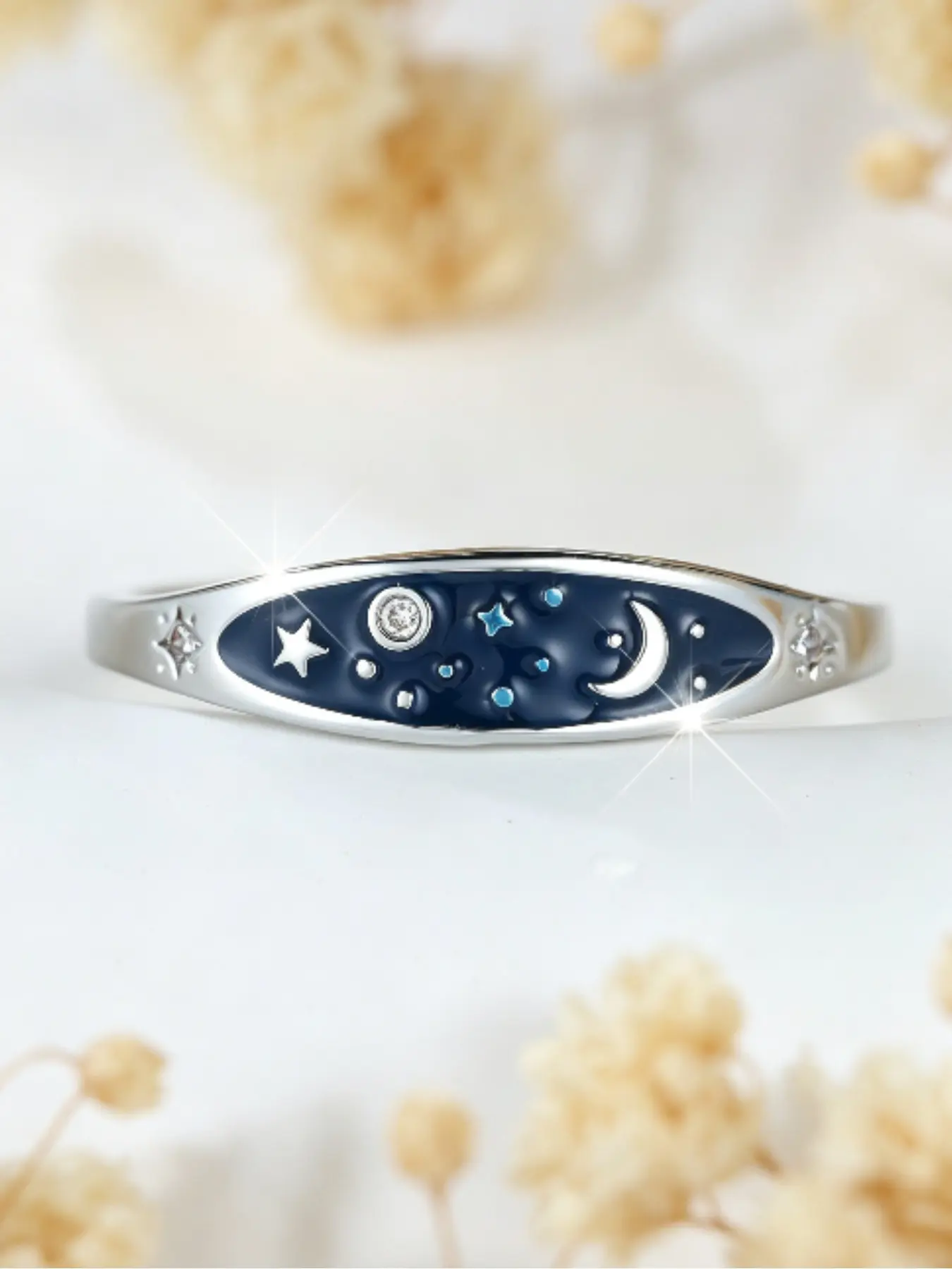 Star and Moon Twilight Ring, Fashion Jewelry for Party and Daily Wear, Trendy & Exquisite Jewelry for Birthday Gift, Elegant Everyday Ring, Elegant Casual Ring, Beautiful Rings, Fashionable Jewelry